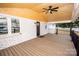 Spacious composite deck with a ceiling fan and front entry at 139 Elysian Dr, Mooresville, NC 28117