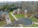 Aerial view of house and cul-de-sac at 15604 Wynford Hall St, Huntersville, NC 28078