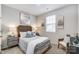 Cozy bedroom with a queen bed, side tables, and a sitting chair at 1709 Honey Trl, Monroe, NC 28112