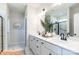 Elegant bathroom with double vanity, large mirror, and marble flooring at 2246 Catawba Trace Dr, Catawba, NC 28609