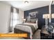 Spacious bedroom with dark blue accent wall and comfortable bed at 2246 Catawba Trace Dr, Catawba, NC 28609