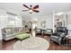 Bright living room showcasing hardwood floors and ample seating at 503 Bridgestone Ct, Gastonia, NC 28056