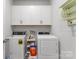 Convenient laundry room with washer, dryer, and white cabinets at 703 Marion Dr, Matthews, NC 28105