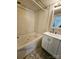 Clean bathroom with soaking tub and modern vanity at 204 Benjamin Dr, Dallas, NC 28034