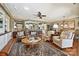 Spacious living room with hardwood floors, comfortable seating, and open layout to kitchen at 2087 Yellowstone Dr, Fort Mill, SC 29707