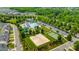 Aerial view of community with a pool, playground, basketball court, volleyball court, and green areas at 9034 Seamill Rd, Charlotte, NC 28278