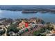 Aerial view of the property showcasing its location within a beautiful neighborhood near a lake at 14450 Maritime Dr, Lancaster, SC 29720