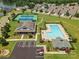 Aerial view of the community pool and tennis courts with clubhouse at 14450 Maritime Dr, Lancaster, SC 29720