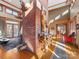 High-ceiling living room with brick fireplace at 172 Tuckertown Rd, New London, NC 28127