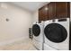 Laundry room with washer, dryer, and ample storage cabinets at 4219 Moxie Way, Charlotte, NC 28215