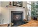 Living room fireplace with a modern design and decorative accents at 1117 Butterburr Dr, Matthews, NC 28104