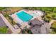 Aerial view of community pool, playground, and ample lounge space at 19117 Hawk Haven Ln, Charlotte, NC 28278