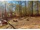 Firepit area in backyard with pond and wooded backdrop at 2044 Standing Timber Rd, Lancaster, SC 29720