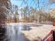 Frozen pond view from backyard with partially frozen surface at 2044 Standing Timber Rd, Lancaster, SC 29720