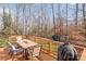 Deck with table, chairs, and wooded backdrop at 225 South Shore Dr, Belmont, NC 28012