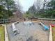 Relaxing fire pit area with wooden seating at 249 Planters Row Rd, Iron Station, NC 28080