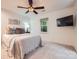 Serene bedroom with a plush bed, soft carpeting, and a mounted television for ultimate comfort at 4145 Wall St, Charlotte, NC 28209