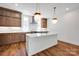 Beautiful kitchen featuring a large island, elegant pendant lights, and modern stainless steel appliances at 425 Delburg Mill Alley Dr, Davidson, NC 28036