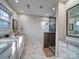 Main bathroom boasts double vanity, large shower, and marble floors at 4440 Beechaven Dr, Rock Hill, SC 29732