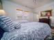 Bedroom with two twin beds, blue rug, and hardwood floors at 523 W 2Nd Ave, Gastonia, NC 28052