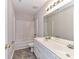 Bathroom with double vanity and shower/tub combo at 7780 Orchard Park Cir, Harrisburg, NC 28075