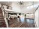 Open concept living area with kitchen, loft, and hardwood floors at 219 Mock Mill Rd, Statesville, NC 28677