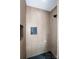 Walk-in shower with linear drain and wood-look tile at 219 Mock Mill Rd, Statesville, NC 28677