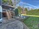 Beautiful backyard with stone patio and manicured landscaping at 3827 Bramwyck Dr, Charlotte, NC 28210