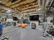 Home gym with mirrored walls and modern equipment at 3827 Bramwyck Dr, Charlotte, NC 28210