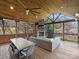 Relaxing screened porch with fireplace and comfortable seating area at 3827 Bramwyck Dr, Charlotte, NC 28210