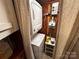 Stackable washer and dryer in a small laundry closet at 105 Richard Dr, New London, NC 28127