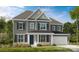 Two-story home with gray siding, white trim, and a blue door at 146 Nicholson Ln, Mooresville, NC 28115