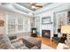Cozy living room features a fireplace, comfy seating, and large windows at 302 Mccrary Rd, Mooresville, NC 28117