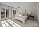 Bright bedroom with French doors and a plush bed at 413 Eastover Rd, Charlotte, NC 28207