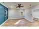 Bright bedroom with hardwood floors and ceiling fan at 277 Melrose Sw Dr, Concord, NC 28025