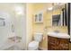 Updated bathroom with white tiled shower and traditional style vanity at 330 Regency Rd, Salisbury, NC 28147