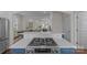 Gas cooktop kitchen island, offering a view into the dining and living areas at 3319 Holt St, Charlotte, NC 28205