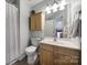 Clean bathroom with light wood vanity and shower/tub at 3812 Leela Palace Way, Fort Mill, SC 29708