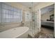 Modern bathroom with walk-in shower and free-standing tub at 3812 Leela Palace Way, Fort Mill, SC 29708