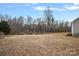 Large, mostly flat backyard with some sparse brush at 5605 Miami Ln, Concord, NC 28025