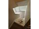 View of worn wooden stairs leading down to a lower level at 6126 Bent Tree Ct, Charlotte, NC 28212