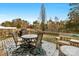 Deck with table, chairs, and grill overlooking backyard at 7845 Kuck Rd, Mint Hill, NC 28227