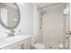 Updated bathroom with a shower and modern vanity at 10414 Club Car Ct, Mint Hill, NC 28227