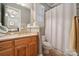 Clean bathroom with granite vanity and a shower/tub combo at 1101 Churchill Downs Dr, Waxhaw, NC 28173