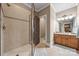 Elegant bathroom with a large shower and granite vanity at 1101 Churchill Downs Dr, Waxhaw, NC 28173