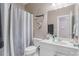 Bathroom with shower/tub combo and white vanity at 1265 Maddy Ln, Rock Hill, SC 29732