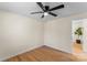 A bedroom with hardwood flooring and a ceiling fan offers a versatile living space at 2357 13Th Street Ne Dr, Hickory, NC 28601