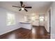 Bright living room with hardwood floors and ceiling fan at 2752 21St Ne St, Hickory, NC 28601