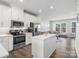 Open concept kitchen with island, stainless steel appliances and living room view at 3731 S Tryon St, Charlotte, NC 28217