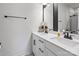 Clean bathroom with double vanity and large mirror at 5066 Summer Surprise Ln, Charlotte, NC 28215